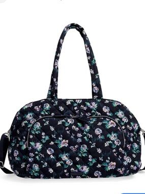 VERA BRADLEY Grand Weekender Travel Bag Performance Twill Nylon Navy Floral NEW